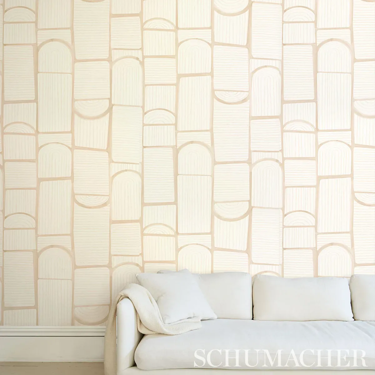 BLOOMSBURY WARM WHITE Schumacher Wallpaper wallpaper - SKU 5013681