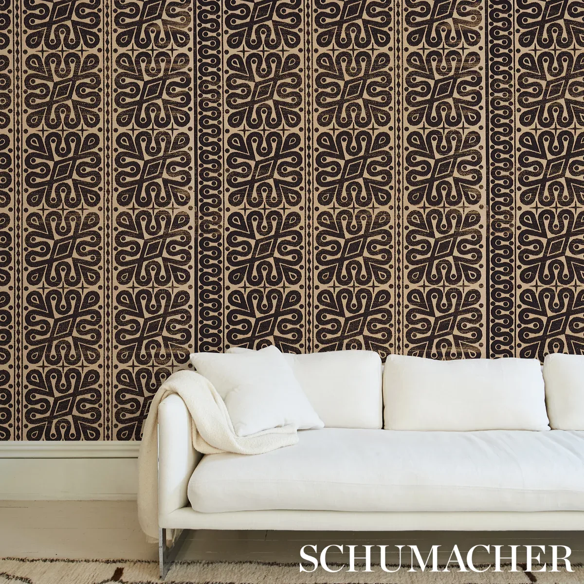 Borneo Grasscloth BLACK Schumacher Wallpaper wallpaper - SKU 5015412