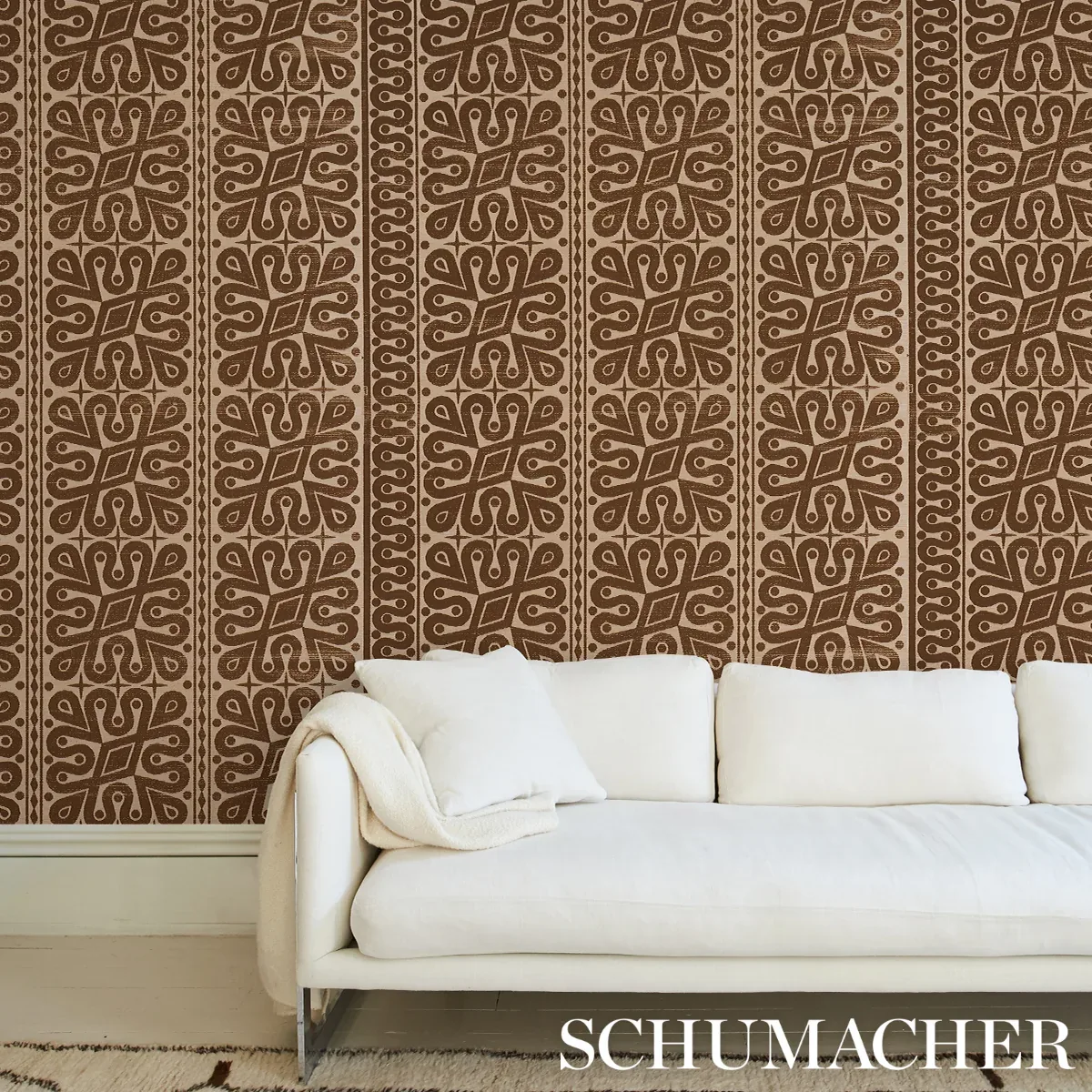 Borneo Grasscloth BROWN Schumacher Wallpaper wallpaper - SKU 5015410