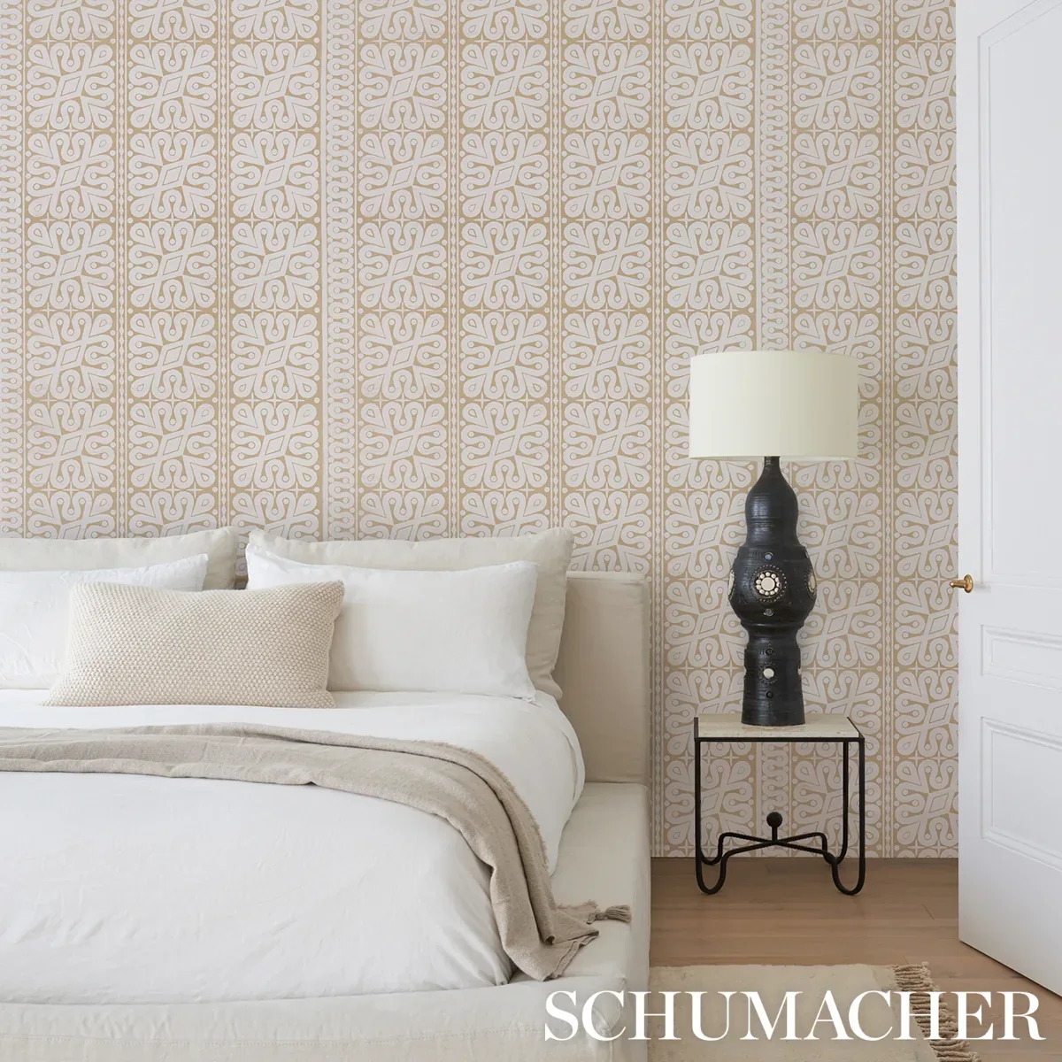 Borneo Grasscloth WHITE Schumacher Wallpaper wallpaper - SKU 5015411