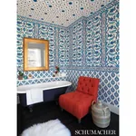 BOSPHORUS BORDER PEACOCK Schumacher Wallpaper wallpaper - SKU 5006720
