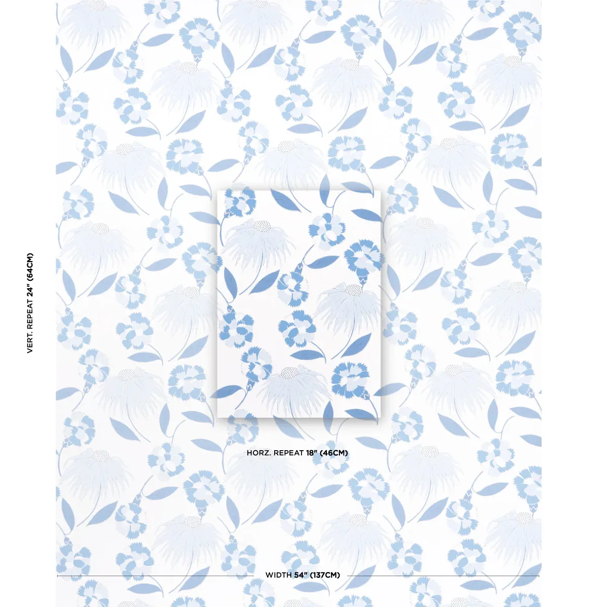 BOUQUET TOSS AFTERNOON BLUE Schumacher Wallpaper wallpaper - SKU 5013841