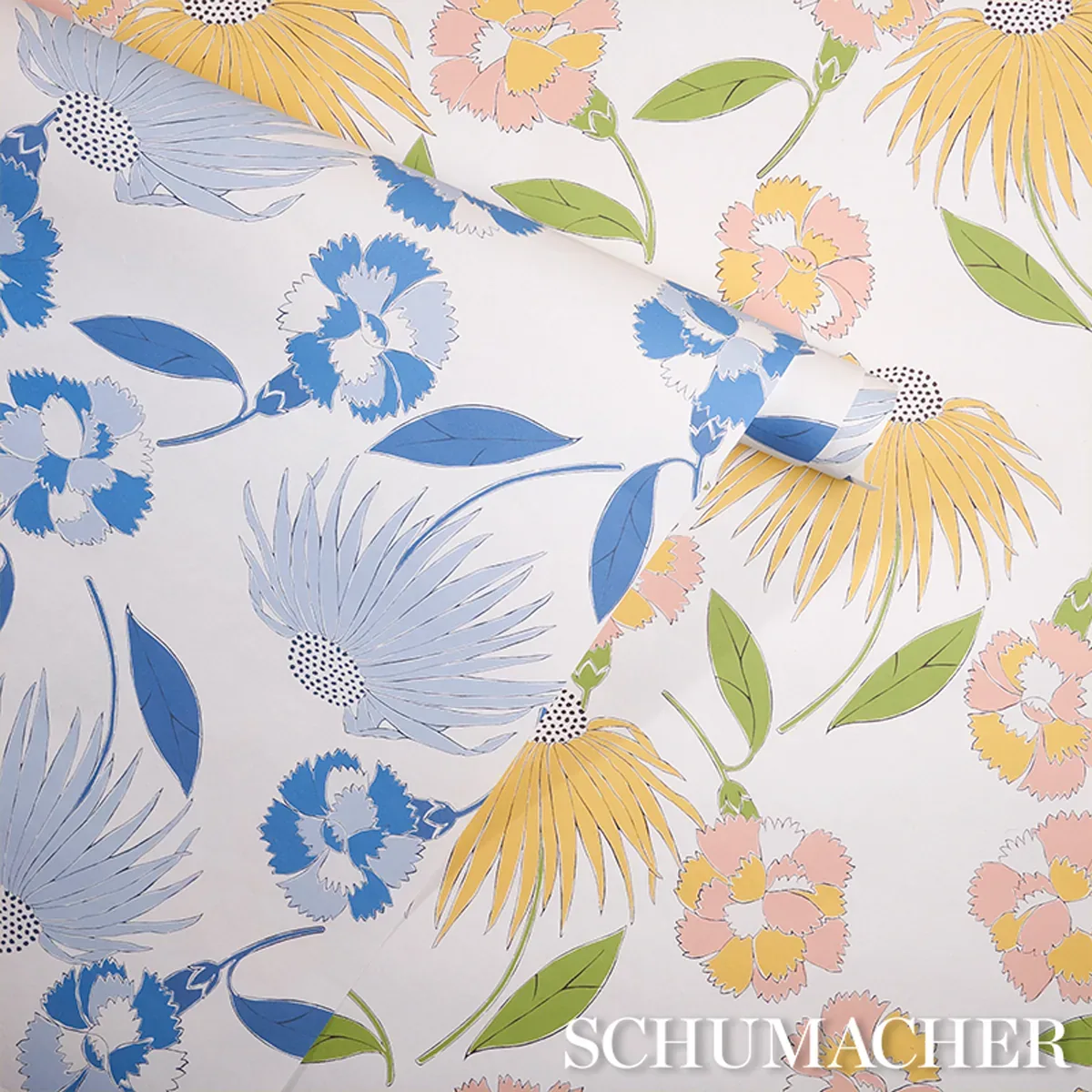 BOUQUET TOSS AFTERNOON BLUE Schumacher Wallpaper wallpaper - SKU 5013841