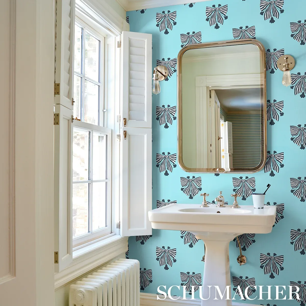 BOW-WOW-WOW - AQUA Schumacher Wallpaper | Wallpaper Twins BOW-WOW-WOW AQUA Schumacher Wallpaper wallpaper - SKU 5015470