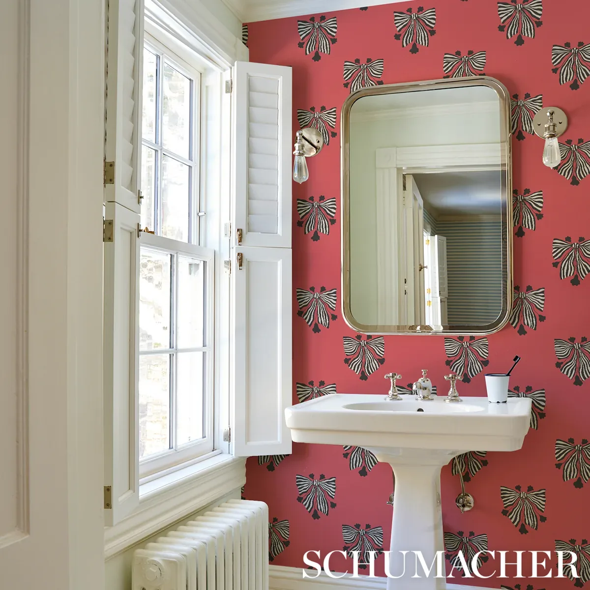 BOW-WOW-WOW - RED Schumacher Wallpaper | Wallpaper Twins BOW-WOW-WOW RED Schumacher Wallpaper wallpaper - SKU 5015471