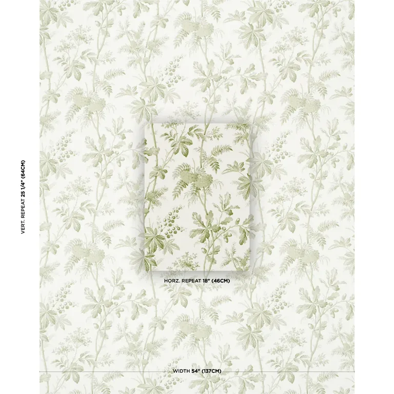 Schumacher BRANTWOOD VINE wallpaper, color LEAF, SKU 5016350