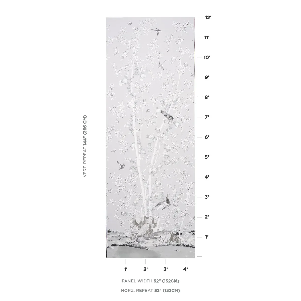 BRIGHTON PAVILION PANEL BLACK & WHITE Schumacher Wallpaper wallpaper - SKU 5007742