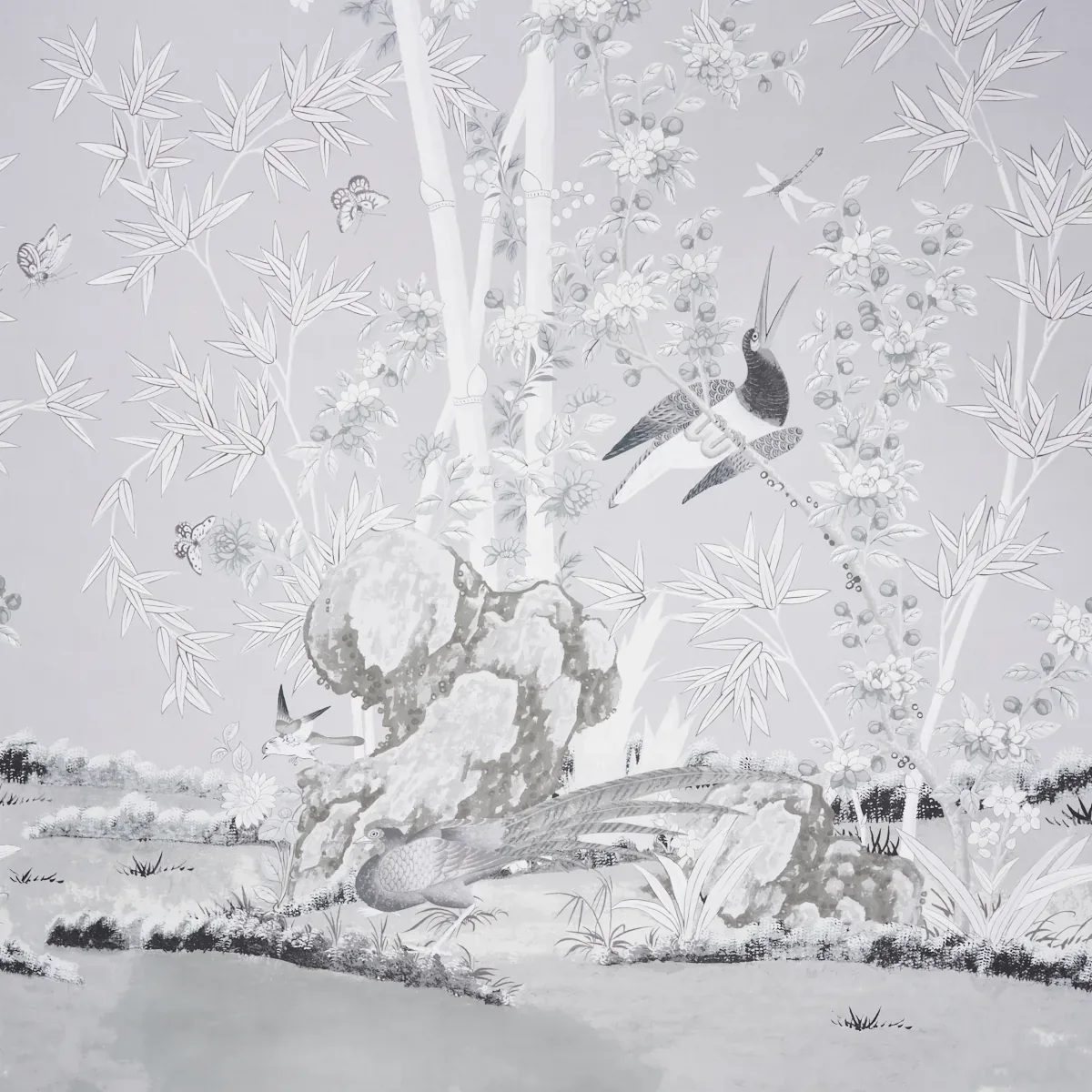 BRIGHTON PAVILION PANEL BLACK & WHITE Schumacher Wallpaper wallpaper - SKU 5007742