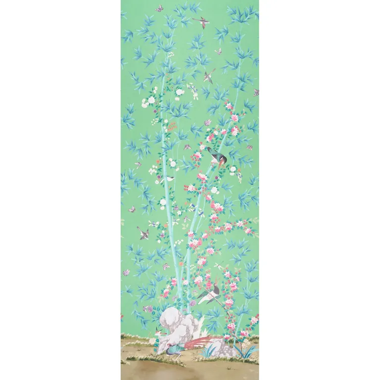 Schumacher BRIGHTON PAVILION PANEL wallpaper, color EMERALD, SKU 5007743