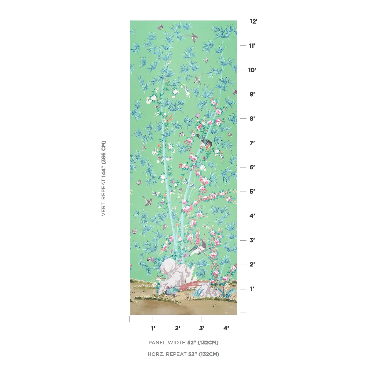 BRIGHTON PAVILION PANEL EMERALD Schumacher Wallpaper wallpaper - SKU 5007743