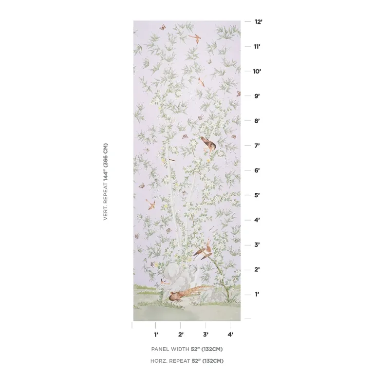 Schumacher BRIGHTON PAVILION PANEL wallpaper, color LILAC, SKU 5007748