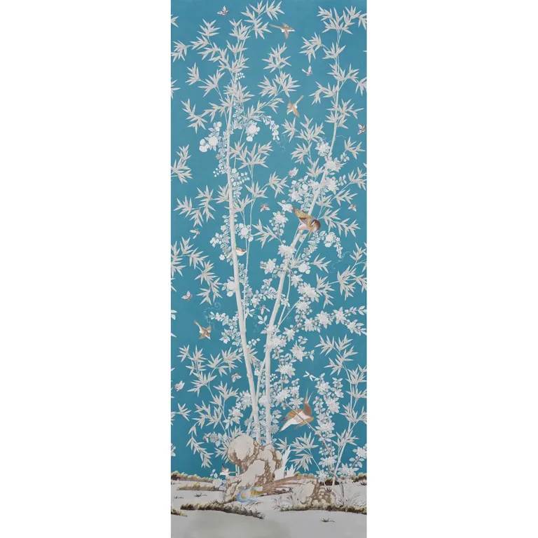 Schumacher BRIGHTON PAVILION PANEL wallpaper, color PEACOCK, SKU 5007741