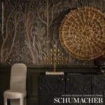 Schumacher BRINDILLE GOLDEN ACCENTED PANEL SET - CARBON Wallpaper | Buy Online Schumacher BRINDILLE GOLDEN ACCENTED PANEL SET wallpaper, color CARBON, SKU 5010921