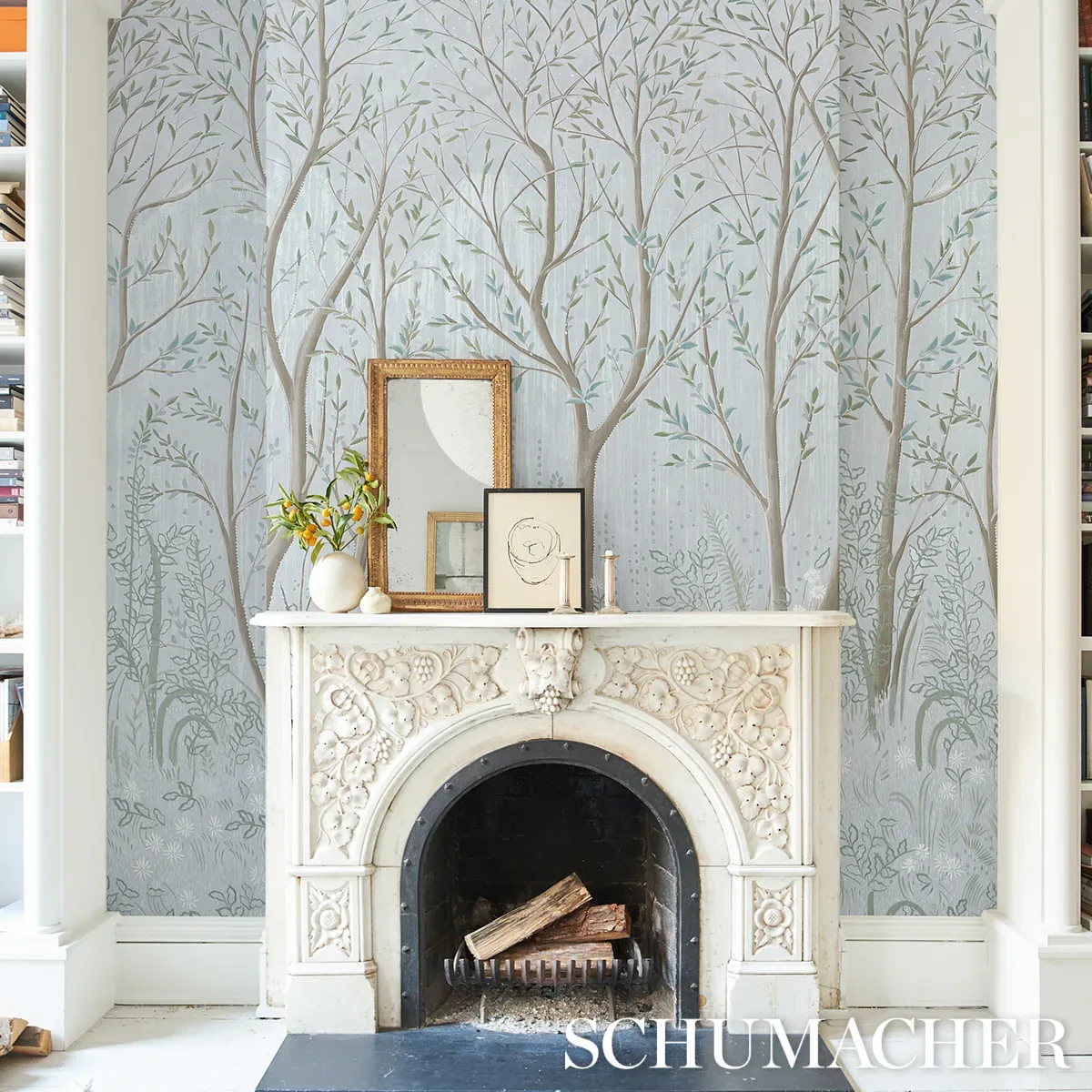 BRINDILLE GOLDEN ACCENTED PANEL SET - MINERAL Schumacher Wal BRINDILLE GOLDEN ACCENTED PANEL SET MINERAL Schumacher Wallpaper wallpaper - SKU 5010923