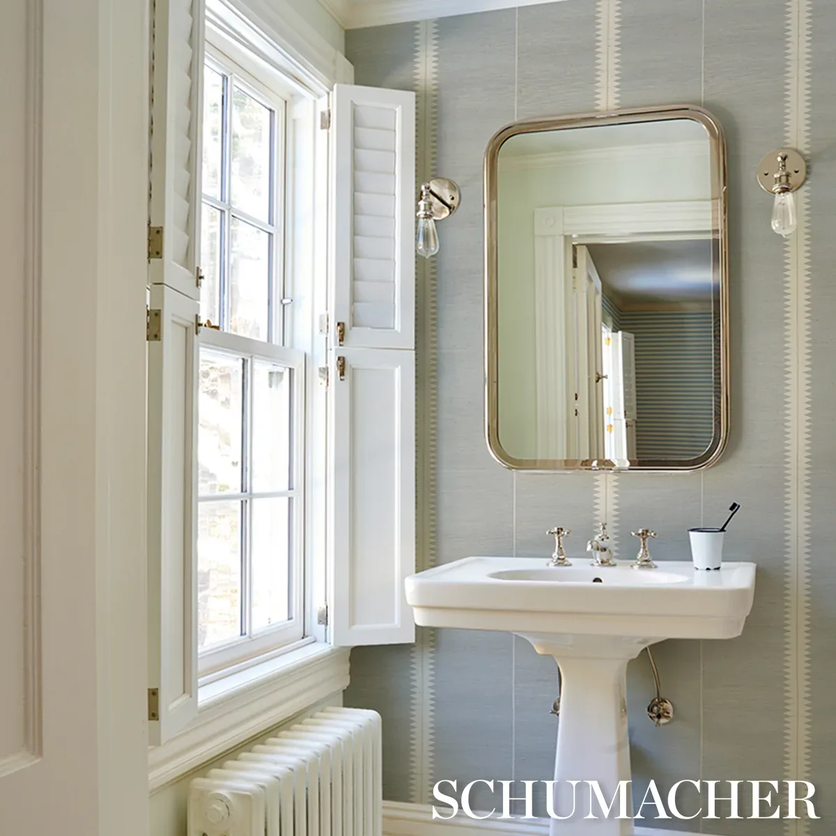 BRISTLE STRIPE SISAL - MINERAL Schumacher Wallpaper | Wallpa BRISTLE STRIPE SISAL MINERAL Schumacher Wallpaper wallpaper - SKU 5016740