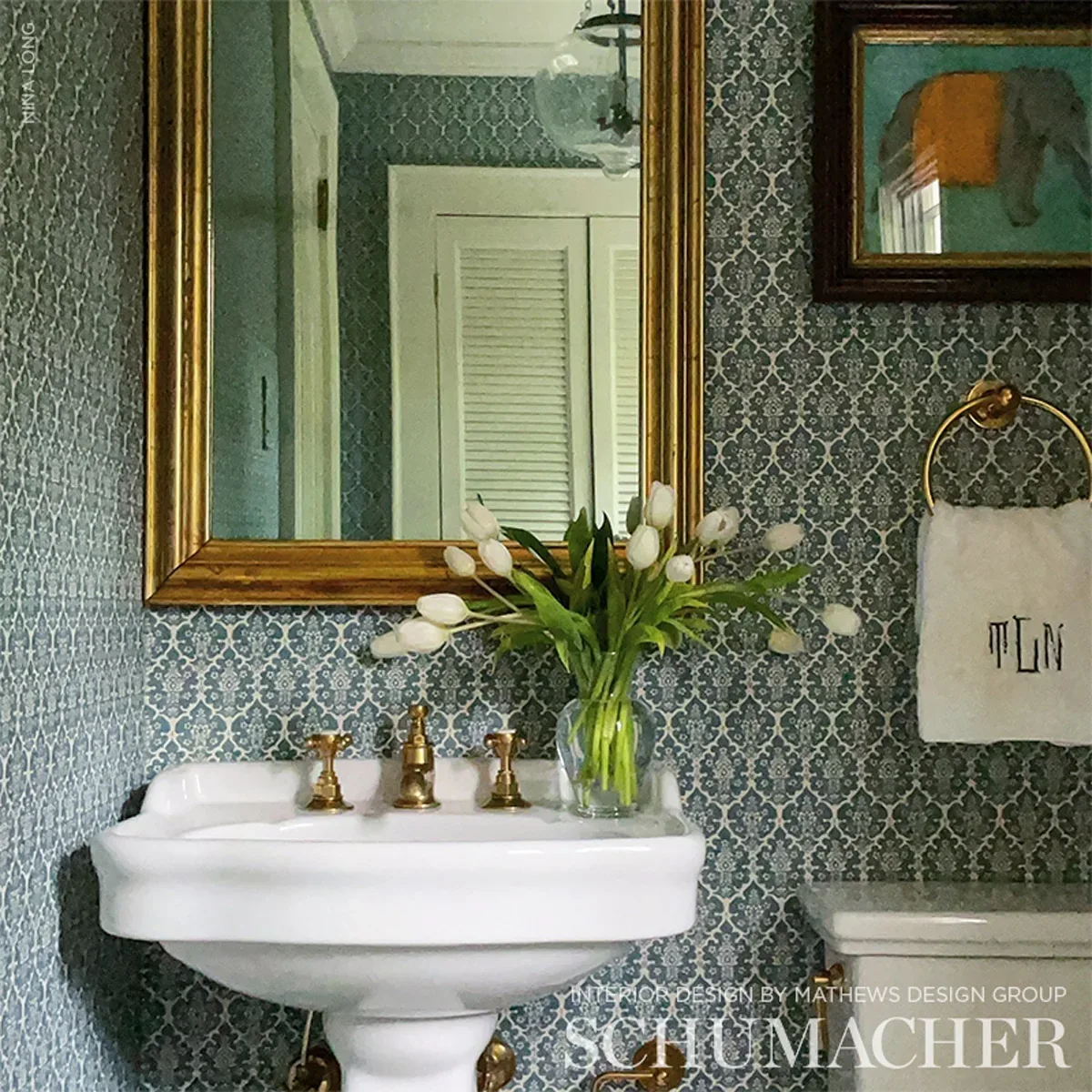 BURLEY - PEACOCK BLUE Schumacher Wallpaper | Wallpaper Twins BURLEY PEACOCK BLUE Schumacher Wallpaper wallpaper - SKU 5008035