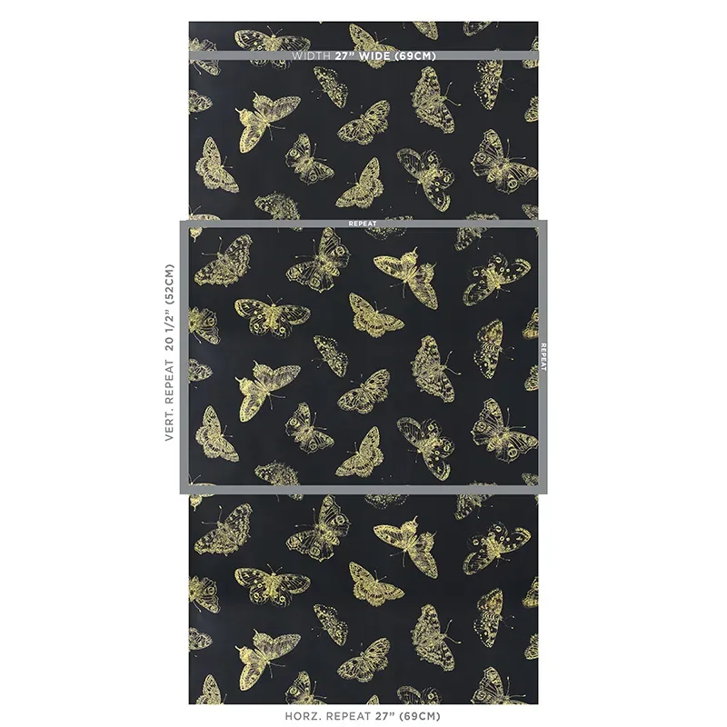 BURNELL BUTTERFLY BLACK Schumacher Wallpaper wallpaper - SKU 5011742