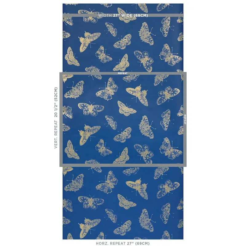 BURNELL BUTTERFLY BLUE Schumacher Wallpaper wallpaper - SKU 5011741