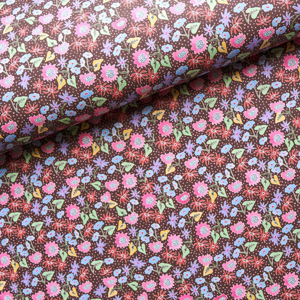 CALICO MULTI ON BROWN Schumacher Wallpaper wallpaper - SKU 5013502