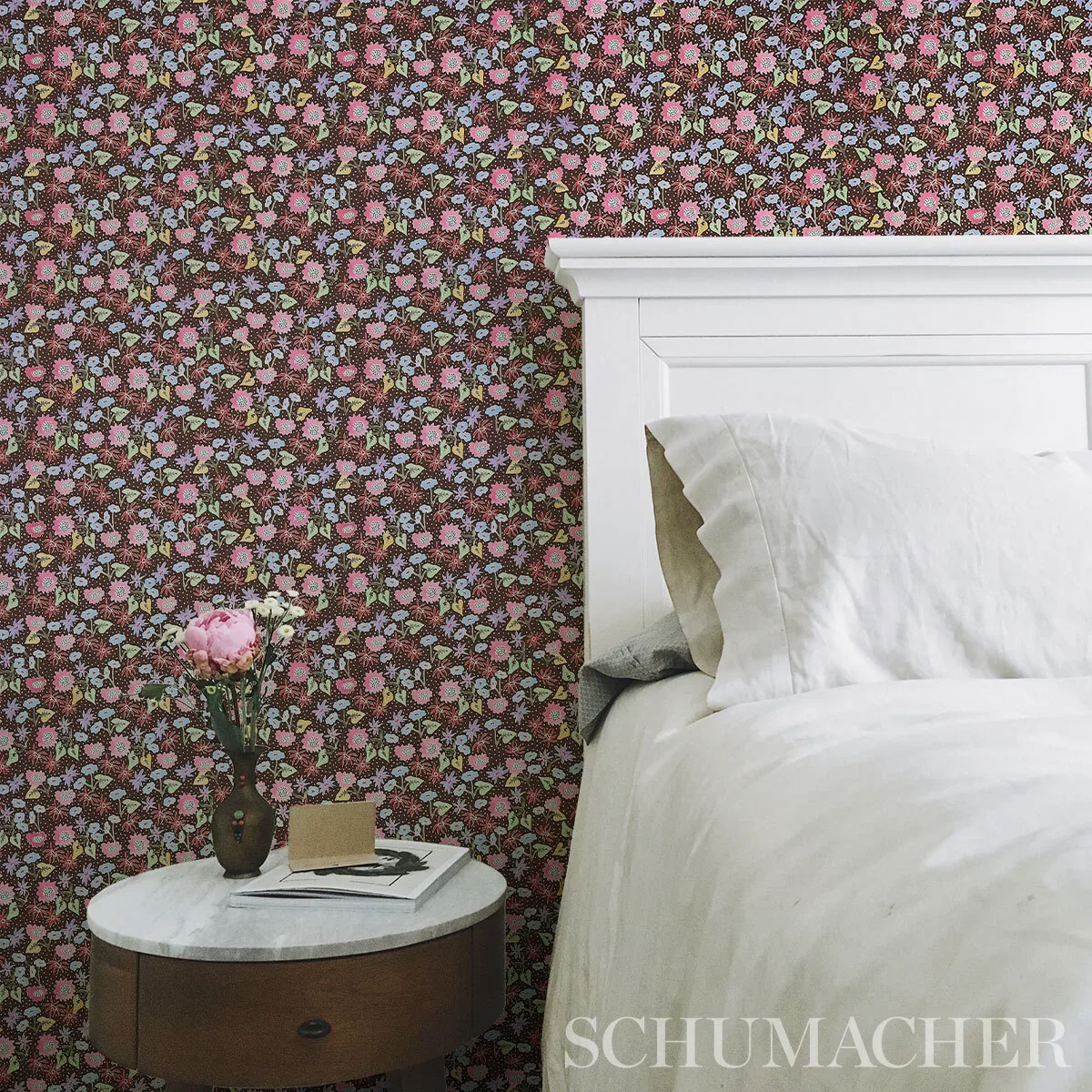 CALICO MULTI ON BROWN Schumacher Wallpaper wallpaper - SKU 5013502