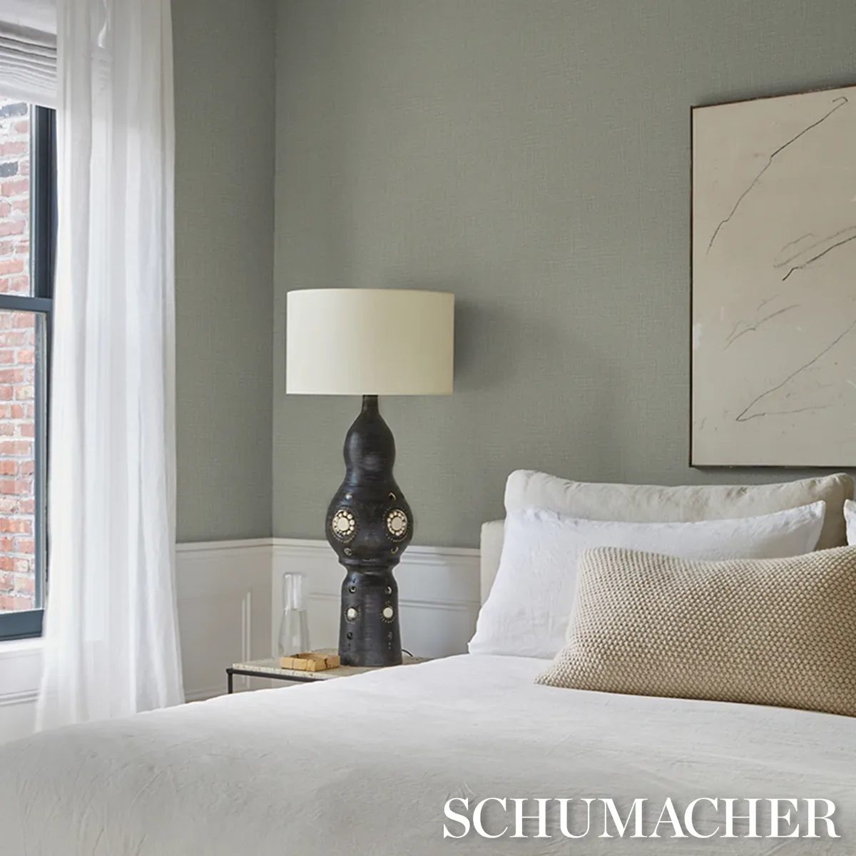 CAMPAGNE LINEN VINYL - ALOE Schumacher Wallpaper | Wallpaper CAMPAGNE LINEN VINYL ALOE Schumacher Wallpaper wallpaper - SKU 5017524