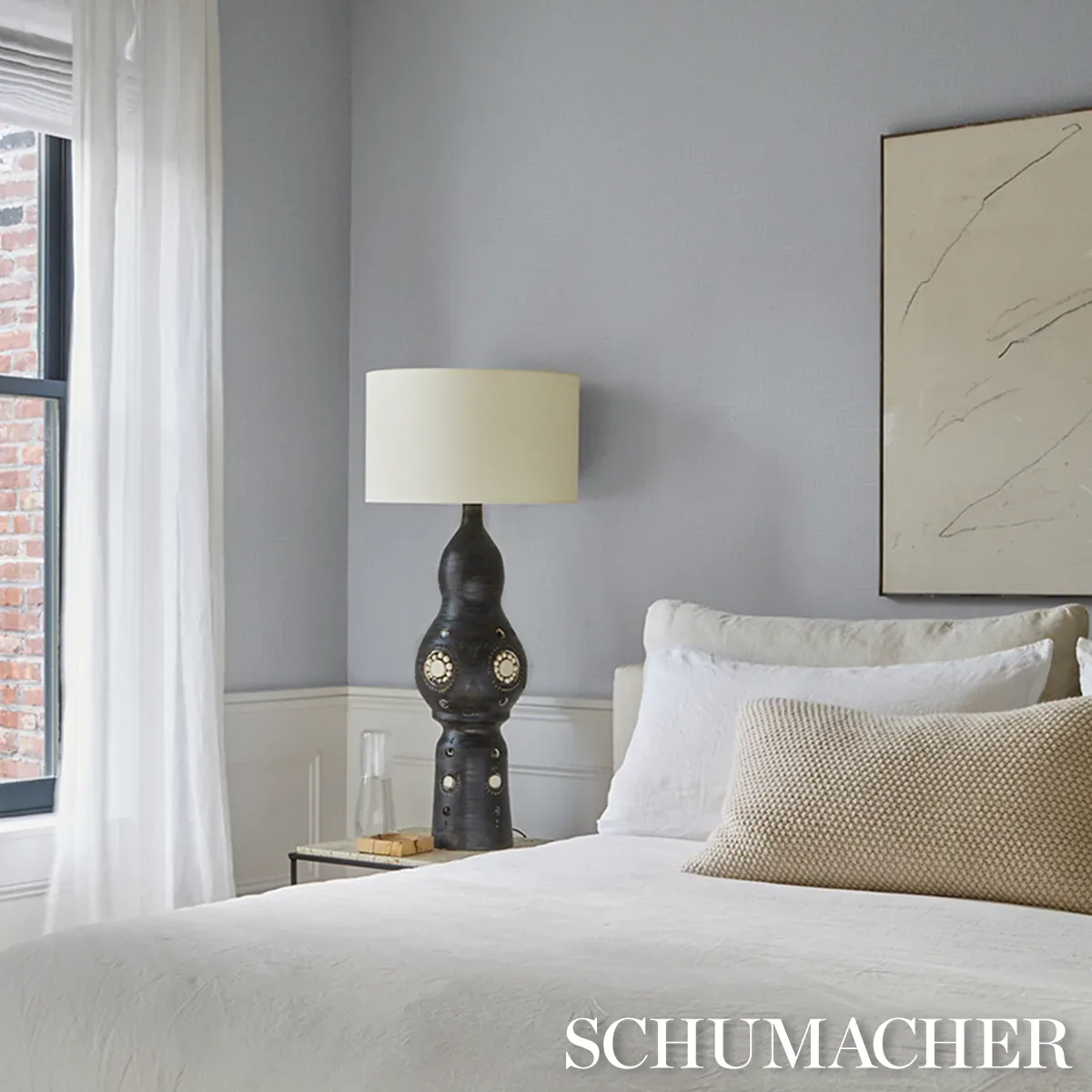 CAMPAGNE LINEN VINYL - CHAMBRAY Schumacher Wallpaper | Wallp CAMPAGNE LINEN VINYL CHAMBRAY Schumacher Wallpaper wallpaper - SKU 5017525