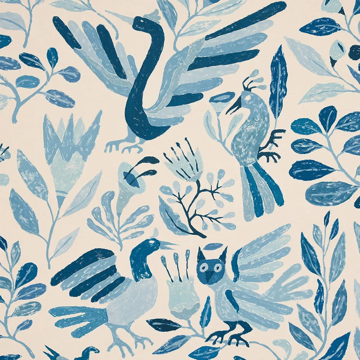 CANOPY - BLUE BIRDS Schumacher Wallpaper | Wallpaper Twins CANOPY BLUE BIRDS Schumacher Wallpaper wallpaper - SKU 5014830