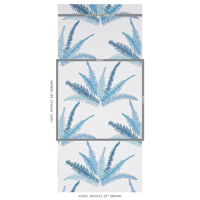 CANYON FERNS - LAGOON Schumacher Wallpaper | Wallpaper Twins CANYON FERNS LAGOON Schumacher Wallpaper wallpaper - SKU 5012620
