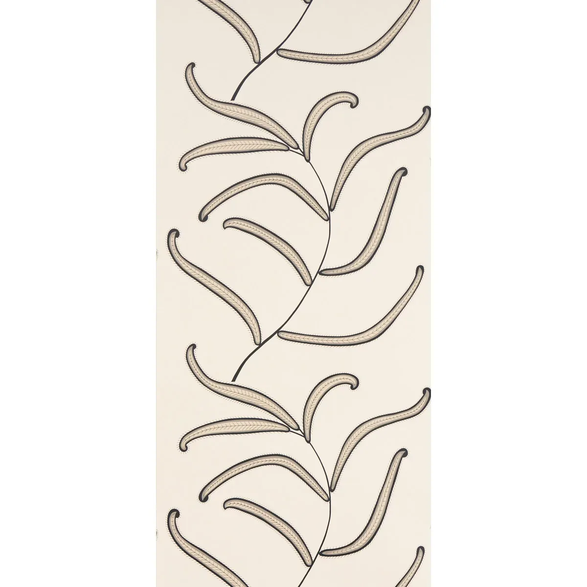 CATERPILLAR LEAF - BLACK AND CREAM Schumacher Wallpaper | Wa CATERPILLAR LEAF BLACK AND CREAM Schumacher Wallpaper wallpaper - SKU 5014530