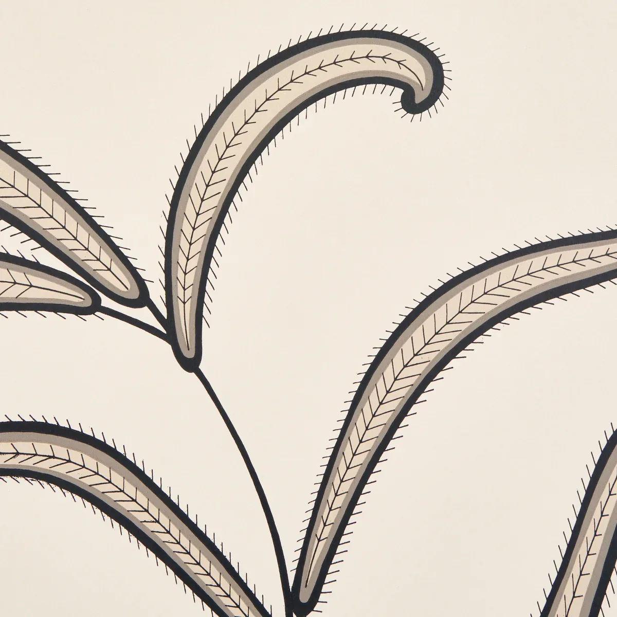 CATERPILLAR LEAF - BLACK AND CREAM Schumacher Wallpaper | Wa CATERPILLAR LEAF BLACK AND CREAM Schumacher Wallpaper wallpaper - SKU 5014530