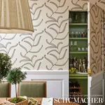 CATERPILLAR LEAF - BLACK AND CREAM Schumacher Wallpaper | Wa CATERPILLAR LEAF BLACK AND CREAM Schumacher Wallpaper wallpaper - SKU 5014530