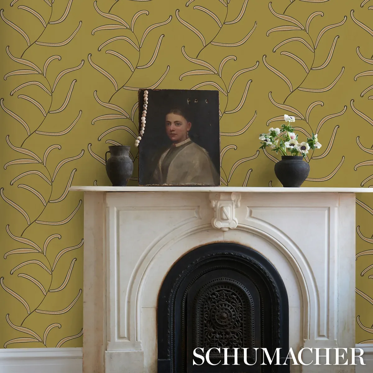 CATERPILLAR LEAF - MEADOW GREEN Schumacher Wallpaper | Wallp CATERPILLAR LEAF MEADOW GREEN Schumacher Wallpaper wallpaper - SKU 5014531