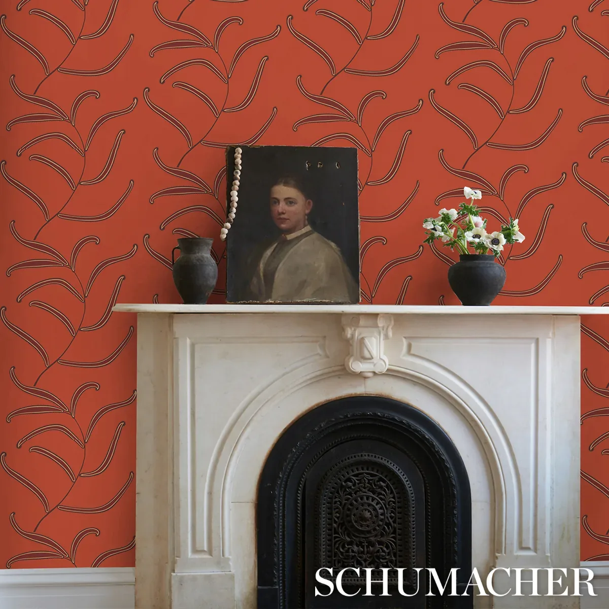 CATERPILLAR LEAF - TOMATO Schumacher Wallpaper | Wallpaper T CATERPILLAR LEAF TOMATO Schumacher Wallpaper wallpaper - SKU 5014532