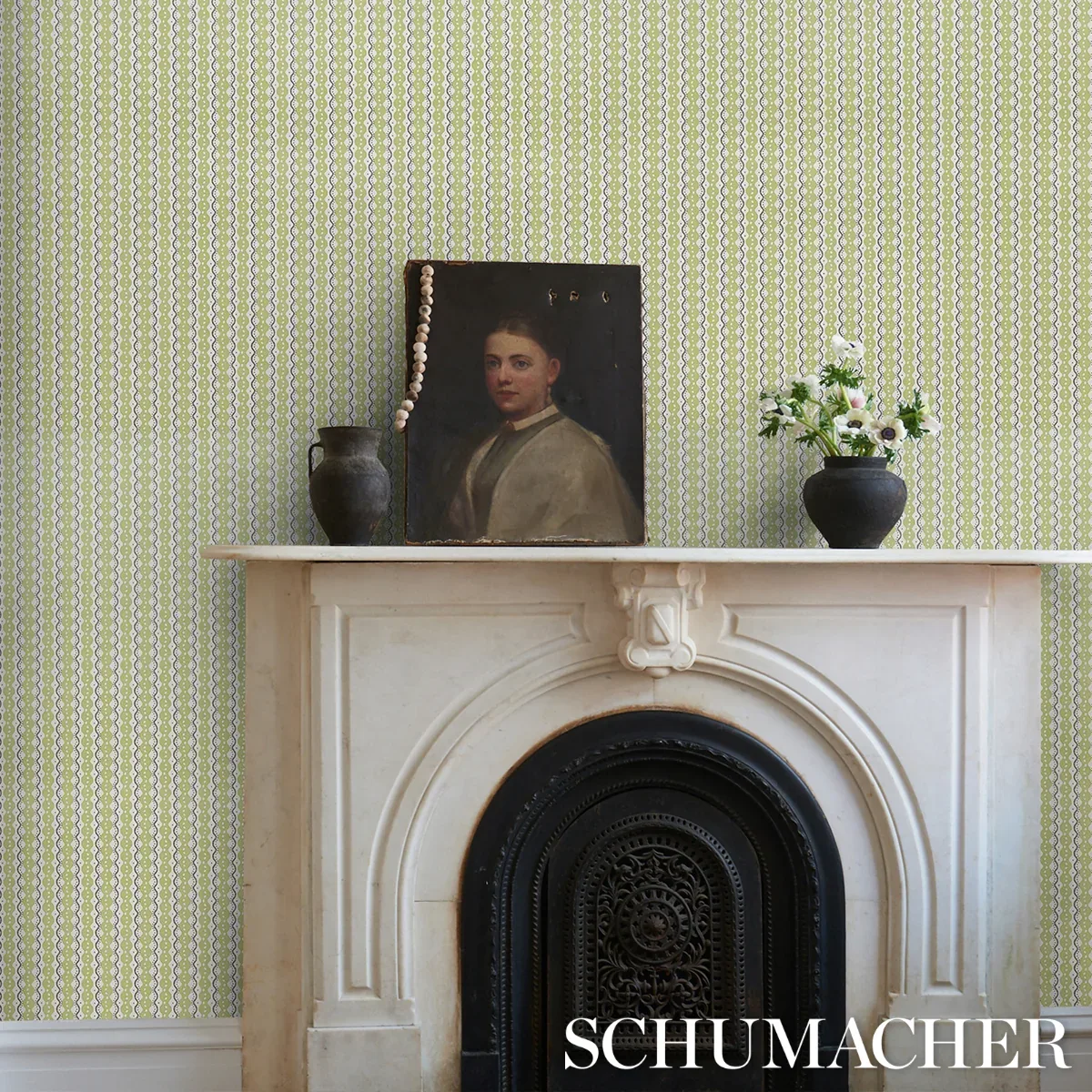 CENTIPEDE STRIPE PEA Schumacher Wallpaper wallpaper - SKU 5015072