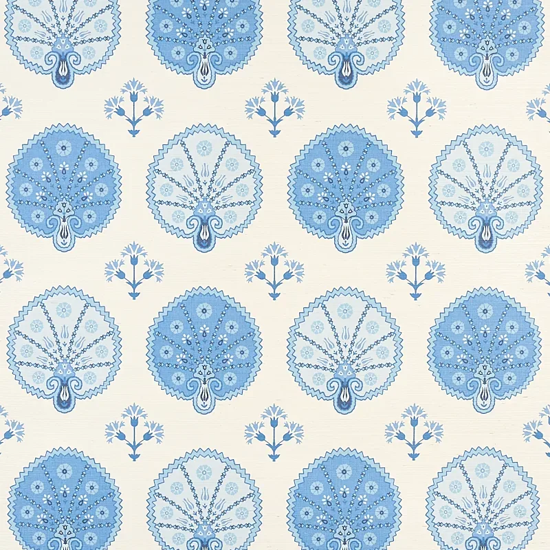 CHAMBA CROWN SISAL BLUE Schumacher Wallpaper wallpaper - SKU 5012282