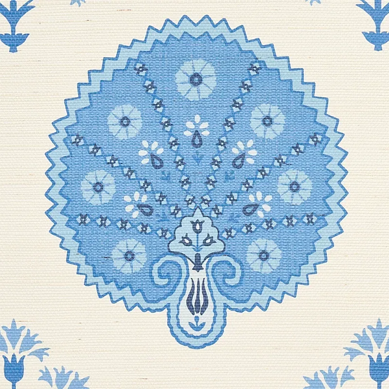 CHAMBA CROWN SISAL - BLUE Schumacher Wallpaper | Wallpaper T CHAMBA CROWN SISAL BLUE Schumacher Wallpaper wallpaper - SKU 5012282