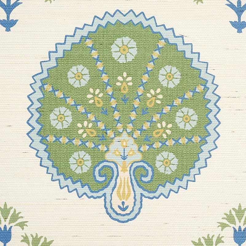 CHAMBA CROWN SISAL - GREEN Schumacher Wallpaper | Wallpaper CHAMBA CROWN SISAL GREEN Schumacher Wallpaper wallpaper - SKU 5012280