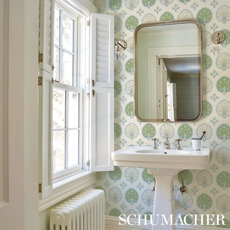 CHAMBA CROWN SISAL - GREEN Schumacher Wallpaper | Wallpaper CHAMBA CROWN SISAL GREEN Schumacher Wallpaper wallpaper - SKU 5012280