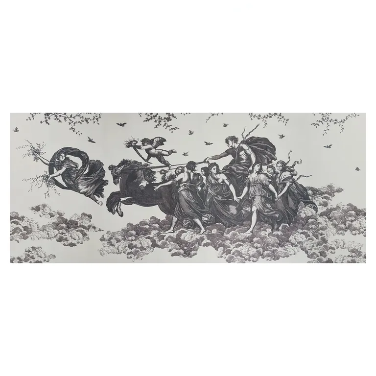 Schumacher CHARIOT OF DAWN TOILE PANEL SET wallpaper, color BLACK, SKU 5011500