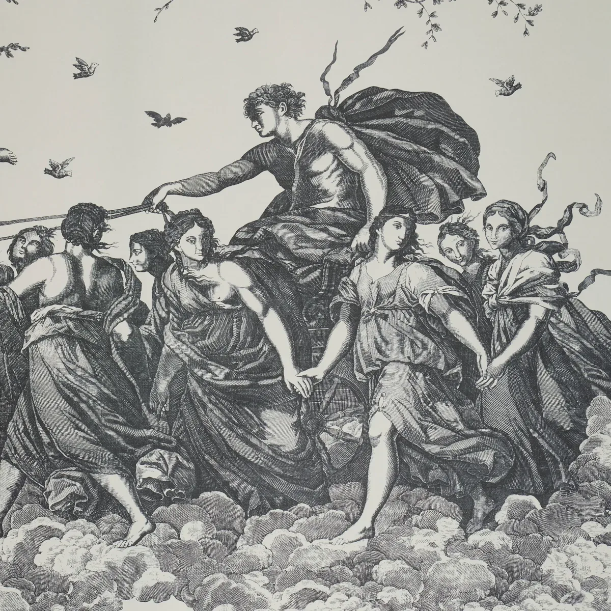 CHARIOT OF DAWN TOILE PANEL SET BLACK Schumacher Wallpaper wallpaper - SKU 5011500
