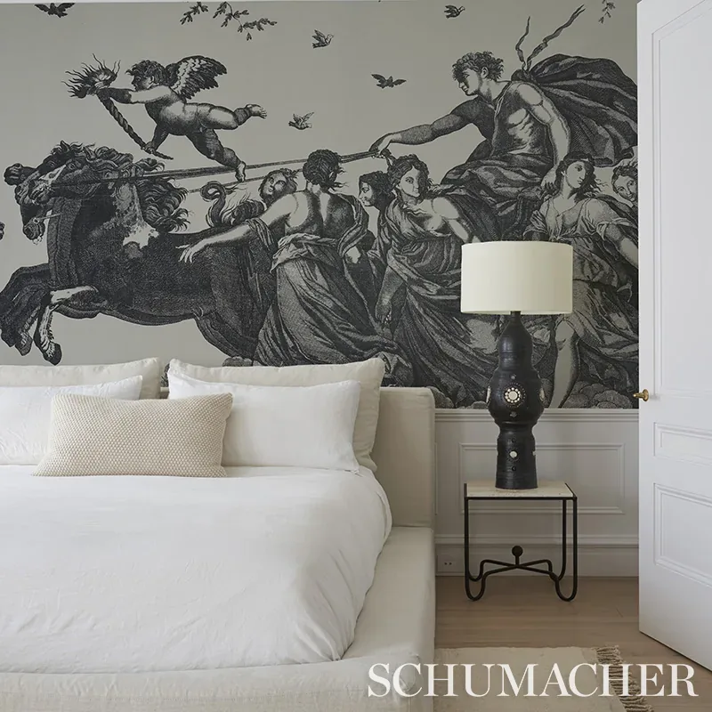 CHARIOT OF DAWN TOILE PANEL SET BLACK Schumacher Wallpaper wallpaper - SKU 5011500