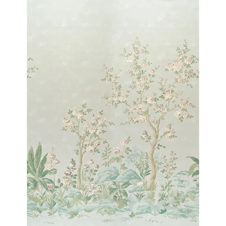 Schumacher CHARLOTTE'S GARDEN 2 PANEL SET wallpaper, color CELADON, SKU 5017551