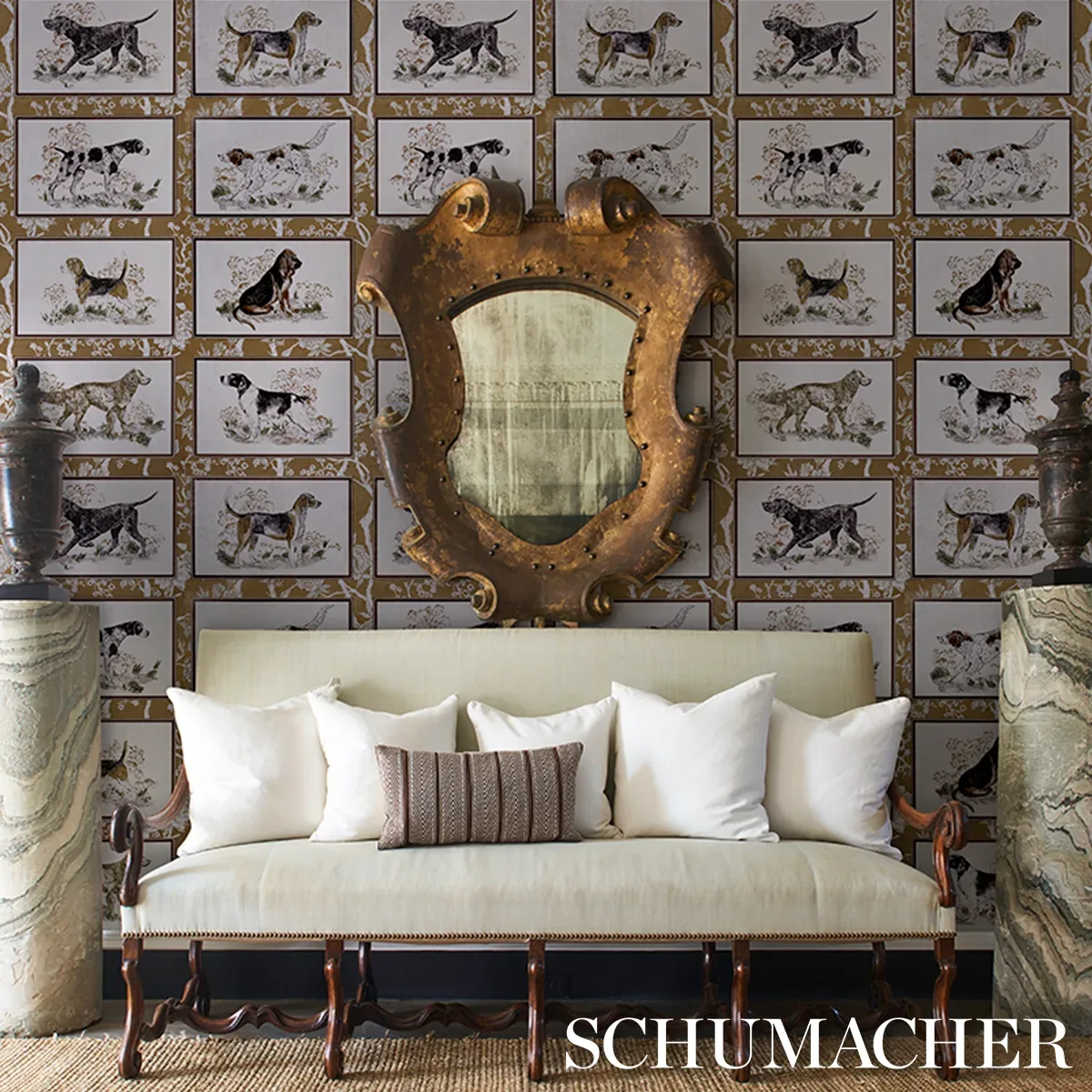 Schumacher CHASER’S LEGACY METALLIC - GOLD METALLIC Wallpaper | Buy Online Schumacher CHASER’S LEGACY METALLIC wallpaper, color GOLD METALLIC, SKU 5016050
