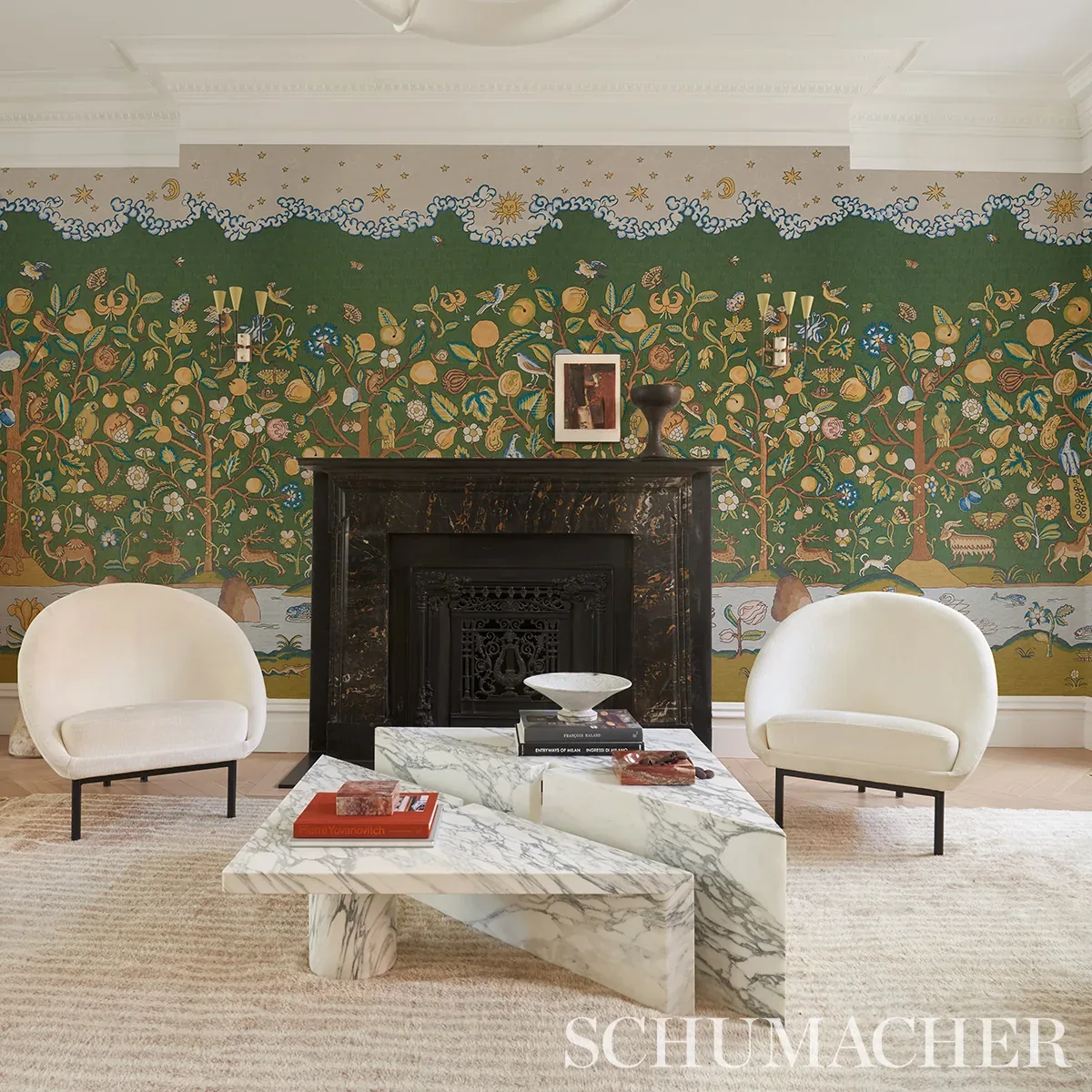 CHAUCER'S FOREST PANEL SET DOCUMENT Schumacher Wallpaper wallpaper - SKU 5013290