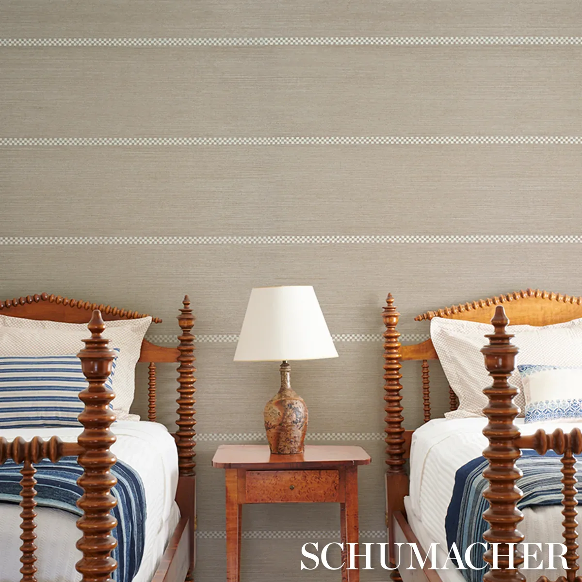 CHECKERED STRIPE SISAL FLAX Schumacher Wallpaper wallpaper - SKU 5016750