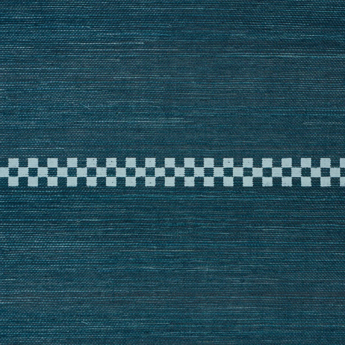 CHECKERED STRIPE SISAL PEACOCK Schumacher Wallpaper wallpaper - SKU 5016752