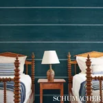 CHECKERED STRIPE SISAL PEACOCK Schumacher Wallpaper wallpaper - SKU 5016752