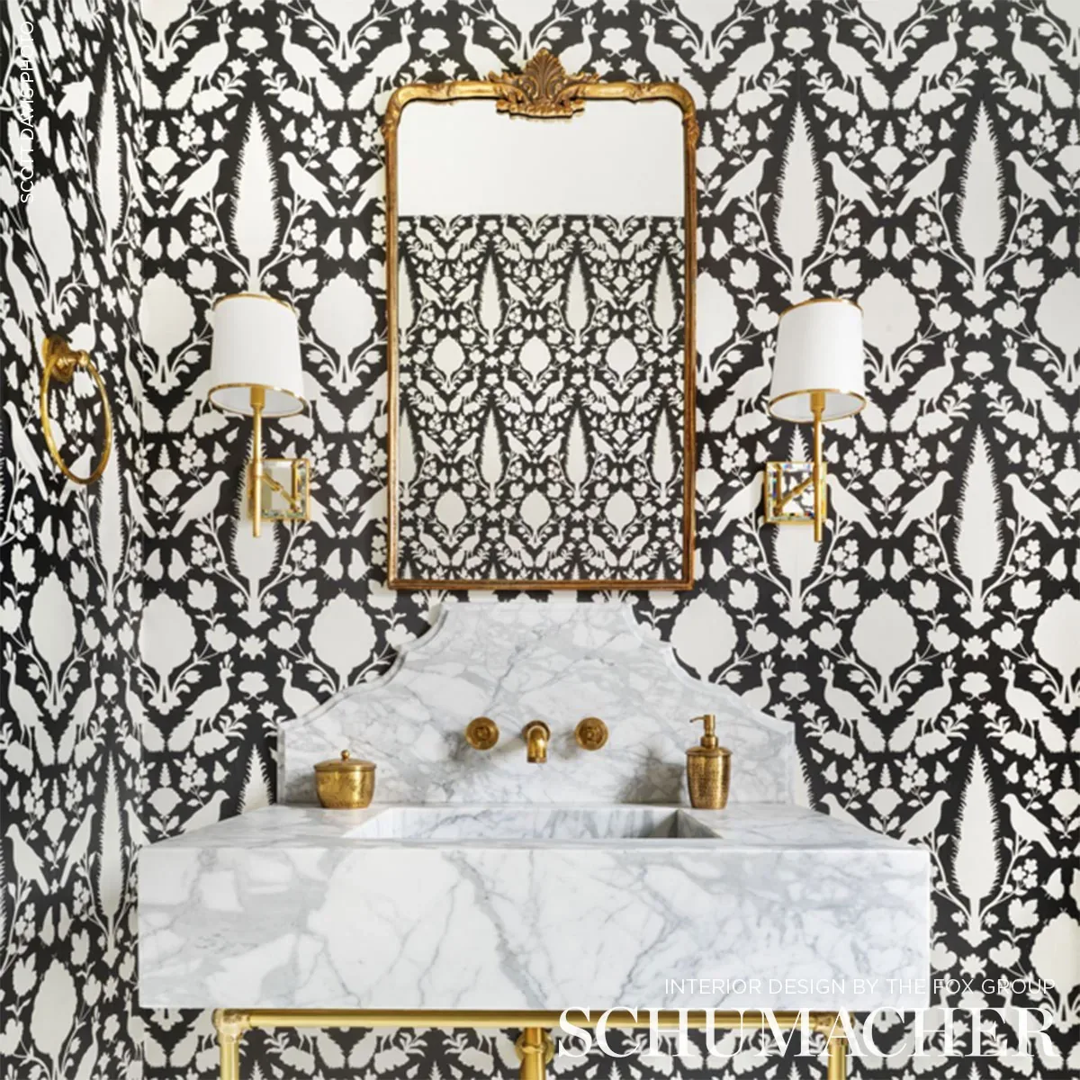 CHENONCEAU CHARCOAL Schumacher Wallpaper wallpaper - SKU 5004123