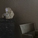 CHEVRON DOTS BROWN AND GOLD Schumacher Wallpaper wallpaper - SKU 6482