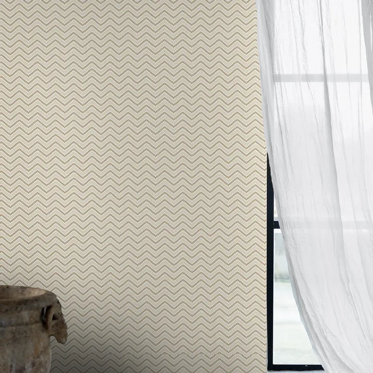 Schumacher CHEVRON DOTS wallpaper, color NATURAL, SKU 6483